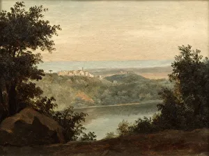 Lake Nemi; in the background the city of Genzano, late 18th/early 19th century Lake Nemi; in the background the city of Genzano, late 18th/early 19th century