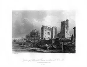 Lambeth Palace and Church, Lambeth, 1850. Artist: Shury & Son Lambeth Palace and Church, Lambeth, 1850. Artist: Shury & Son