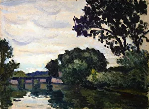 Sergei Ivanovich Gribkov Artist Prints: Landscape with a Bridge, c1917
