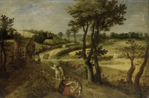 Old Master Oil On Panel Prints: Landscape with Corn Fields, 1602-1630. Creator: Jacob Savery II