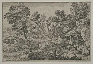 Dutch Landscape with Shepherds Print, 1600s