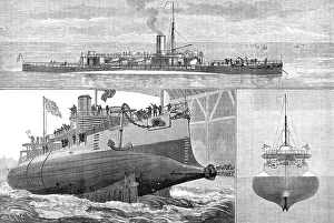 Chatham Dockyard History Prints: Launch of H.M.S. Polyphemus at Chatham Dockyard, 1881. Creator: Unknown