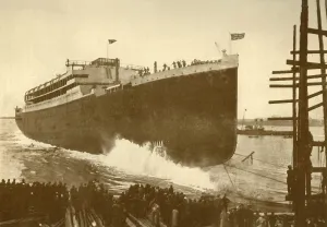 Vintage Ship Photography UK Prints: Launch of the Orama (Orient Line), 20, 000 Tons, c1930. Creator: Unknown