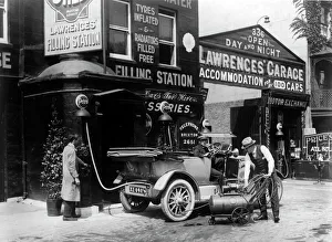 Lawrences garage in Brixton, London 1924. Creator: Unknown Lawrences garage in Brixton, London 1924. Creator: Unknown