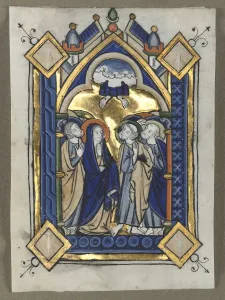 Flanders Art Heritage Prints: Leaf Excised from a Psalter: The Ascension, c. 1260. Creator: Unknown