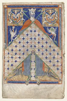 Italian Manuscript Illustrations Prints: Leaf from Gratians Decretum: Table of Consanguinity, c. 1270-1300. Creator: Unknown