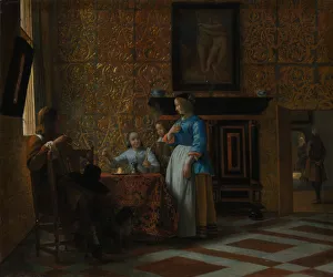 Women In Leisure Activities Prints: Leisure Time in an Elegant Setting, ca. 1663-65. Creator: Pieter de Hooch