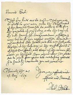 Letter from Admiral Robert Blake to the Commissioners of the Admiralty, 25th August 1654 Letter from Admiral Robert Blake to the Commissioners of the Admiralty, 25th August 1654