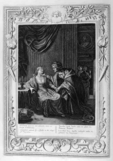 Greek Deity Sculpture Prints: Leucothoe Seduced by Apollo in the Shape of Eurynome, 1733. Artist: Bernard Picart