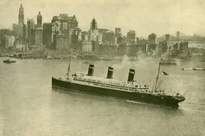 Monochrome Ship Photography Prints: The Leviathan at New York, c1930. Creator: Unknown