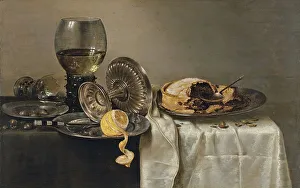 Dutch Golden Age Art Prints: Still Life with Fruit Pie and various Objects, 1634. Creator: Willem Claesz. Heda