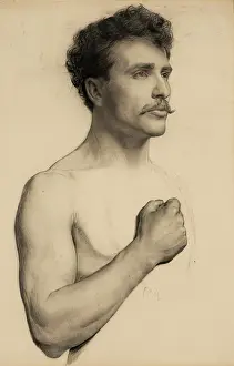 Life Study Print, a figure in contemplation