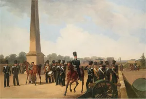 Russian Imperial Guard Prints: Lifeguards Regiment on the Connetable Square in Gatchina
