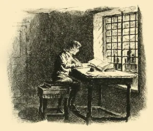 Johann Sebastian Bach Biography Prints: By the light of the moon he began his task, (1907). Creator: Unknown