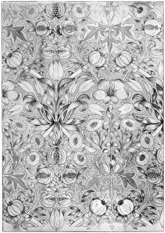 William Morris Designs Prints: Lily and pomegranate pattern wallpaper, 1887 (1934). Artist: William Morris