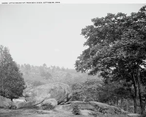Historic Battle Scenes Prints: Little Round Top from Devil's Den