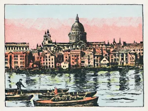 Vintage London Map Prints: London, c1910