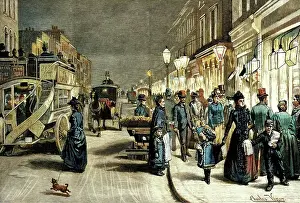 Colourised Black And White Print Prints: London After Dark, 1895. Creator: Unknown