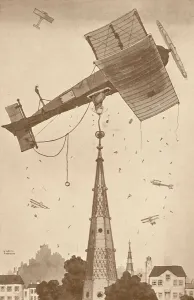 Air Transport History Prints: A Loop-the-Looper in Deep Thought Scratching His Head Over a Difficult Problem, 1927