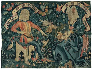 Medieval Tapestry Prints: The Lovers, Basel, 1490 / 1500. Creator: Unknown