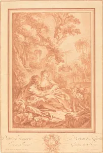 Two Lovers Seated at the Foot of a Large Tree, Surprised by Two Girls Two Lovers Seated at the Foot of a Large Tree, Surprised by Two Girls