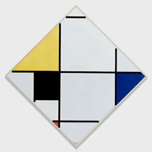 Prints of Lozenge Composition with Yellow, Black, Blue, Red, and Gray, 1921 Piet Mondrian Prints: Piet Mondrian's Lozenge Composition Print, 1921