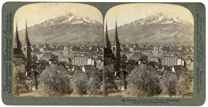 Images Dated 17th November 2007: Lucerne and Mount Pilatus, Switzerland, 1903. Artist: Underwood & Underwood