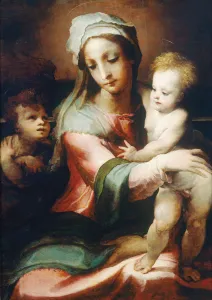 Madonna and child with infant John the Baptist, 1542. Artist: Beccafumi, Domenico Madonna and child with infant John the Baptist, 1542. Artist: Beccafumi, Domenico