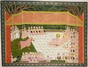 Maharana Sarup Singh Inspects a Prize Stallion, 1845-46. Creator: Tara Maharana Sarup Singh Inspects a Prize Stallion, 1845-46. Creator: Tara