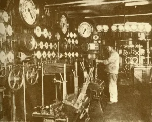 Vintage Engineering Photos Prints: The Main Engine Control Platform of the Aquitania. c1930. Creator: Unknown