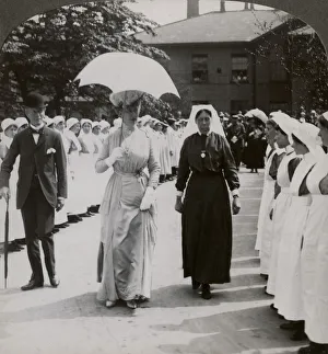 Her Majesty walking through the guard of honour of nurses of RN Hospital, Hull Her Majesty walking through the guard of honour of nurses of RN Hospital, Hull