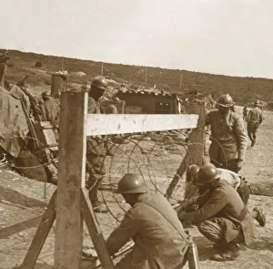 WWI Trench Warfare Images Prints: Making barbed wire, c1914-c1918