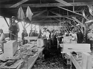 Black And White Press Photography Prints: Making buoyancy boxes, between c1915 and c1920. Creator: Bain News Service
