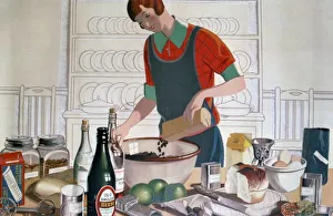 Making the Empire Christmas Pudding, c. 1920'S (colour lithograph) Artist: FC Harrison Making the Empire Christmas Pudding, c. 1920'S (colour lithograph) Artist: FC Harrison