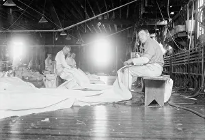 Black And White Vintage Images Prints: Making sails at Ratsey's, between c1910 and c1915. Creator: Bain News Service