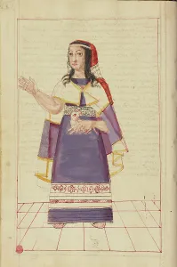 Print of Mama Ocllo, a 17th-century Inca woman