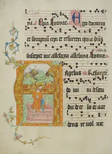 German Gradual Manuscript Leaf Print, 15th Century