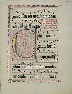 German Illuminated Manuscripts Prints: Manuscript Leaf with Initial C, from an Antiphonary, German, second quarter 15th century