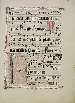 Print of 15th Century German Antiphonary Initial H