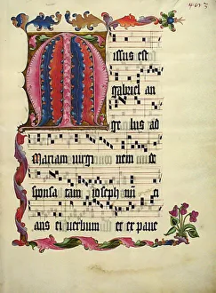 German Antiphonary Manuscript Print, 1425-50