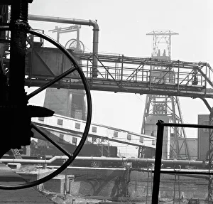 Prints of Manvers Main Colliery, Wath upon Dearne, near Rotherham, South Yorkshire, 1963. Taken for a cover image for the NCB Coal Quarterly Magazine, the photograph shows the head gear at the colliery South Yorkshire Prints: Manvers Main Colliery Print, Wath upon Dearne, 1963