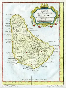 British Empire Cartography Prints: Map of Barbados, c1764