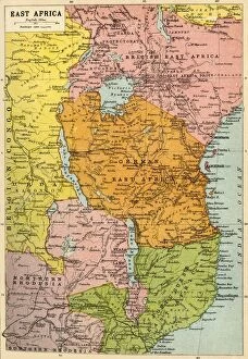 Maps Collection: Map of East Africa, First World War, (c1920). Creator: John Bartholomew & Son