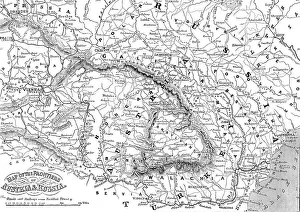 Prints of Map of the Frontiers of Austria and Russia, 1856 Map Prints: 1856 Map Print of Austria & Russia Frontiers