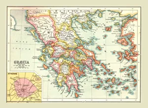 Edinburgh Geographical Institute Maps Prints: Map of Graecia, (1902). Creator: Unknown