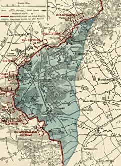 The Great World War Book Series Prints: Map to illustrate the Battle of Messines