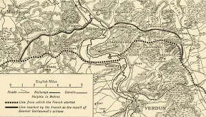 First World War Maps Prints: Map illustrating the Operations at Verdun, First World War, August-November, 1917, (c1920)