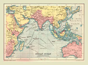 Century Atlas World Maps Prints: Map of the Indian Ocean, 1902. Creator: Unknown