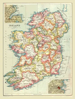 Map of Ireland, 1902 Print: A Pre-Partition Atlas Map