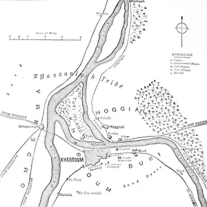 Prints of Map of Khartoum and Vicinity, c1885. Episode of the Mahdist War, (1881-1899). From British Battles on Land and Sea, Vol. IV, by James Grant Map Prints: Heritage Images Print: Map of Khartoum and Vicinity, c1885